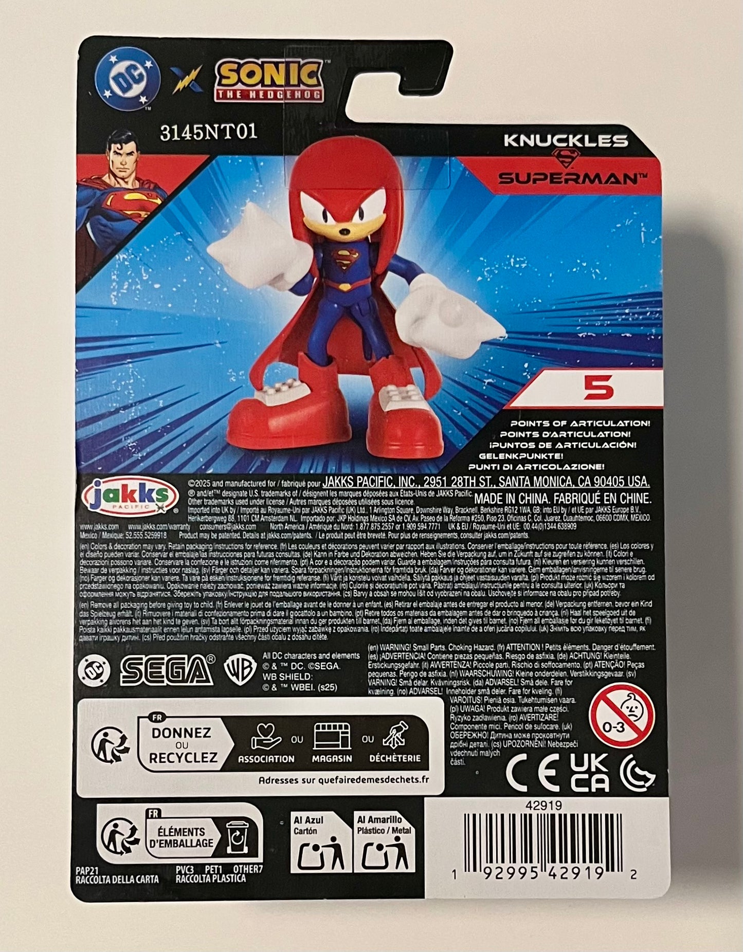 Jakks DC Sonic 2.5" Knuckles as Superman Articulated Action Figure
