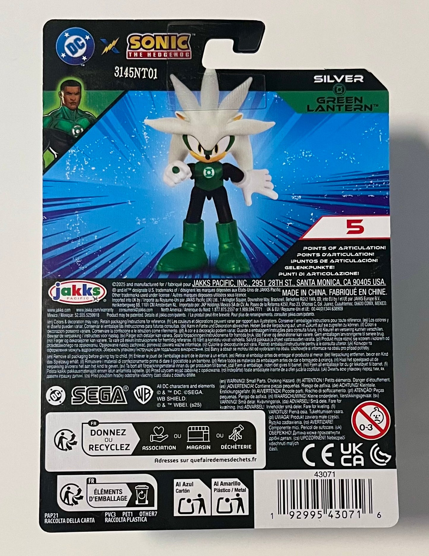 Jakks DC Sonic 2.5" Silver as Green Lantern Articulated Action Figure