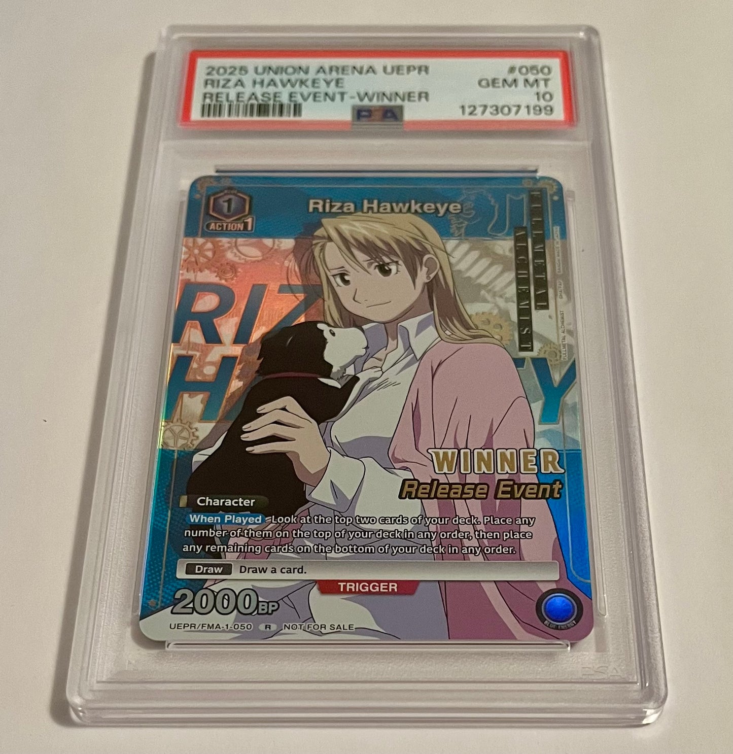 2025 UNION ARENA Fullmetal Alchemist UEPR Riza Hawkeye Release Event Winner #050 GEM MT (PSA 10)