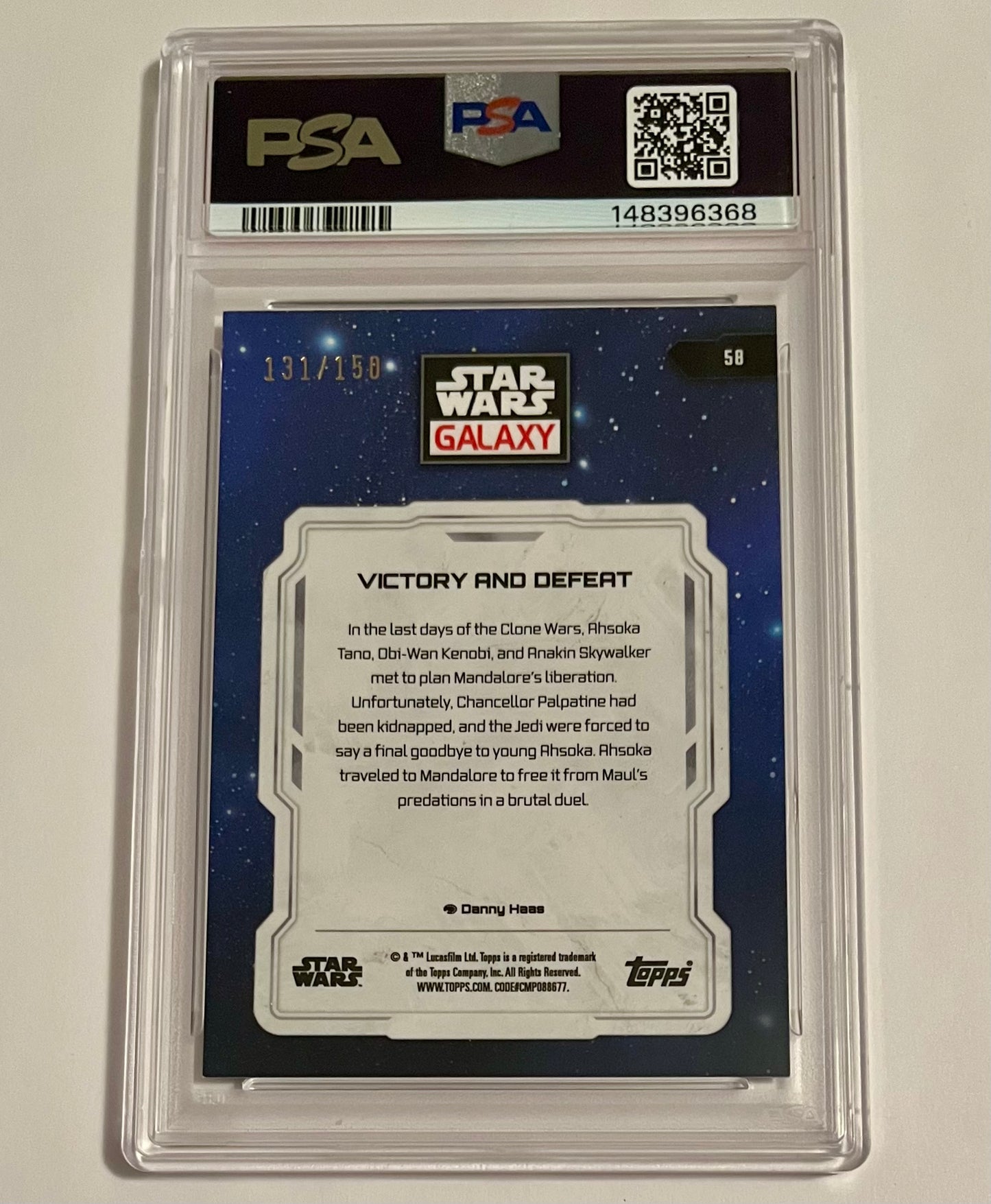2024 Topps Star Wars Galaxy Victory and Defeat Blue Refractor 131/150 #58 MINT (PSA 9)