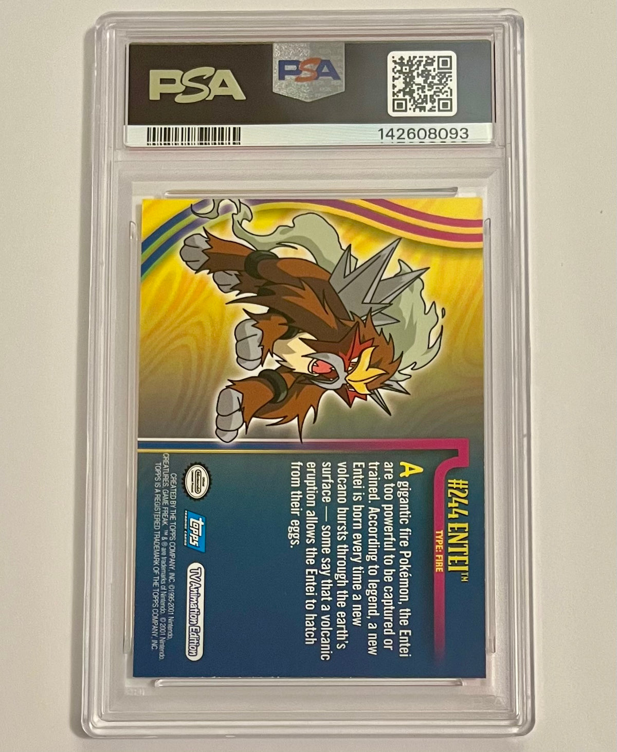 2001 Topps Pokémon Johto League Champions Entei #244 NM-MT (PSA 8)