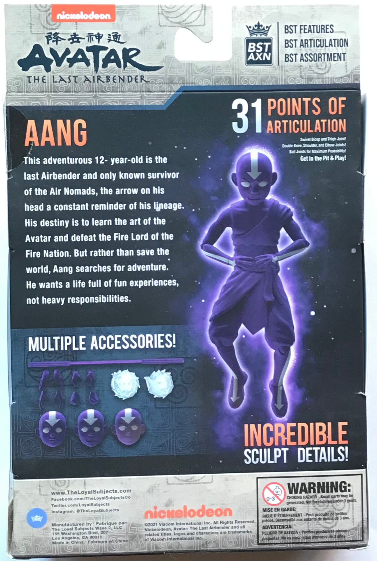 The Loyal Subjects BST AXN Avatar: The Last Airbender Aang Cosmic Energy Action Figure with Accessories