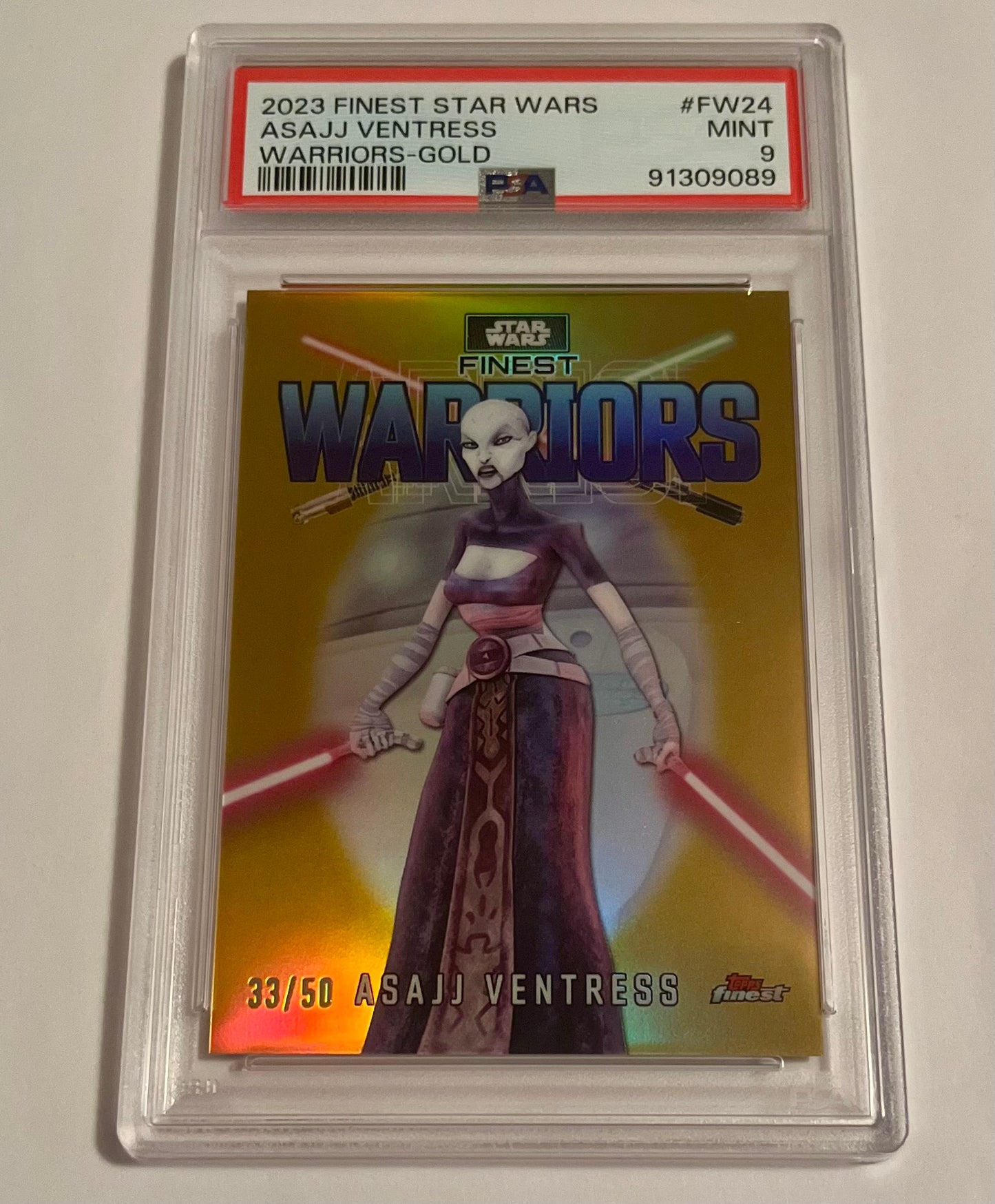 2023 Topps Finest Warriors Star Wars Asajj Ventress Gold 33/50 #FW24 MINT (PSA 9)