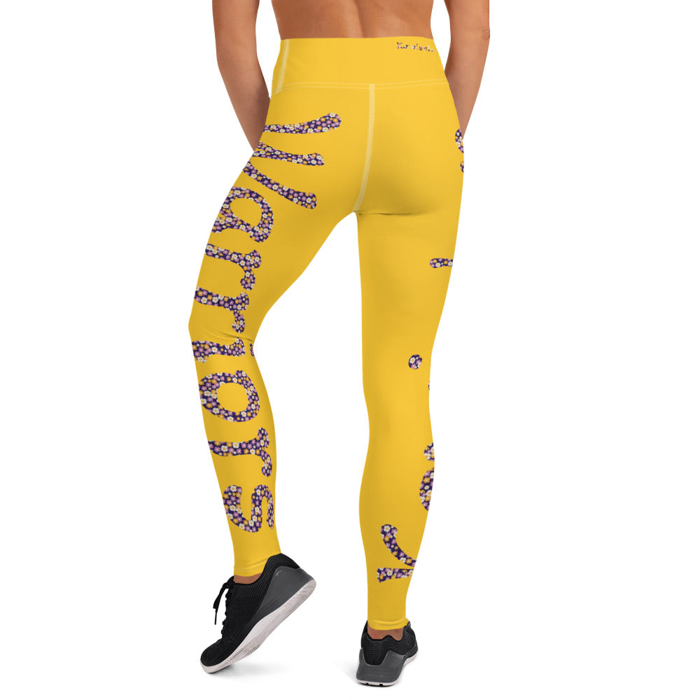 Kawieshan Warriors Golden and Purple Flower Mirage Yoga Leggings