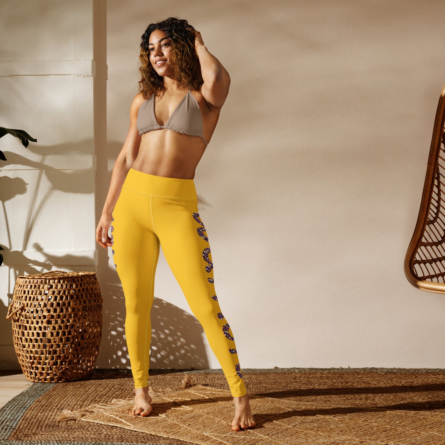 Kawieshan Warriors Golden and Purple Flower Mirage Yoga Leggings