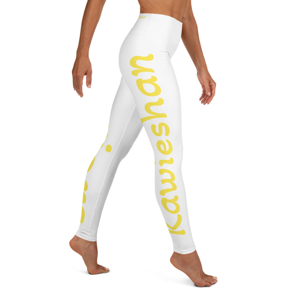 Kawieshan Warriors White and Yellow Yoga Leggings