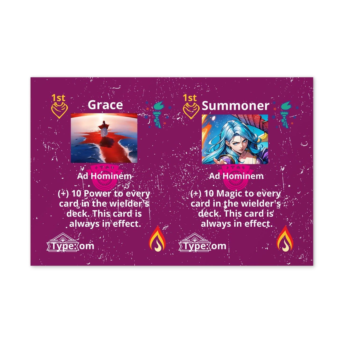 Prototype Kawieshans Collectible Trading Card Game 1st Edition Om Cards Grace / Summoner (Uncut)