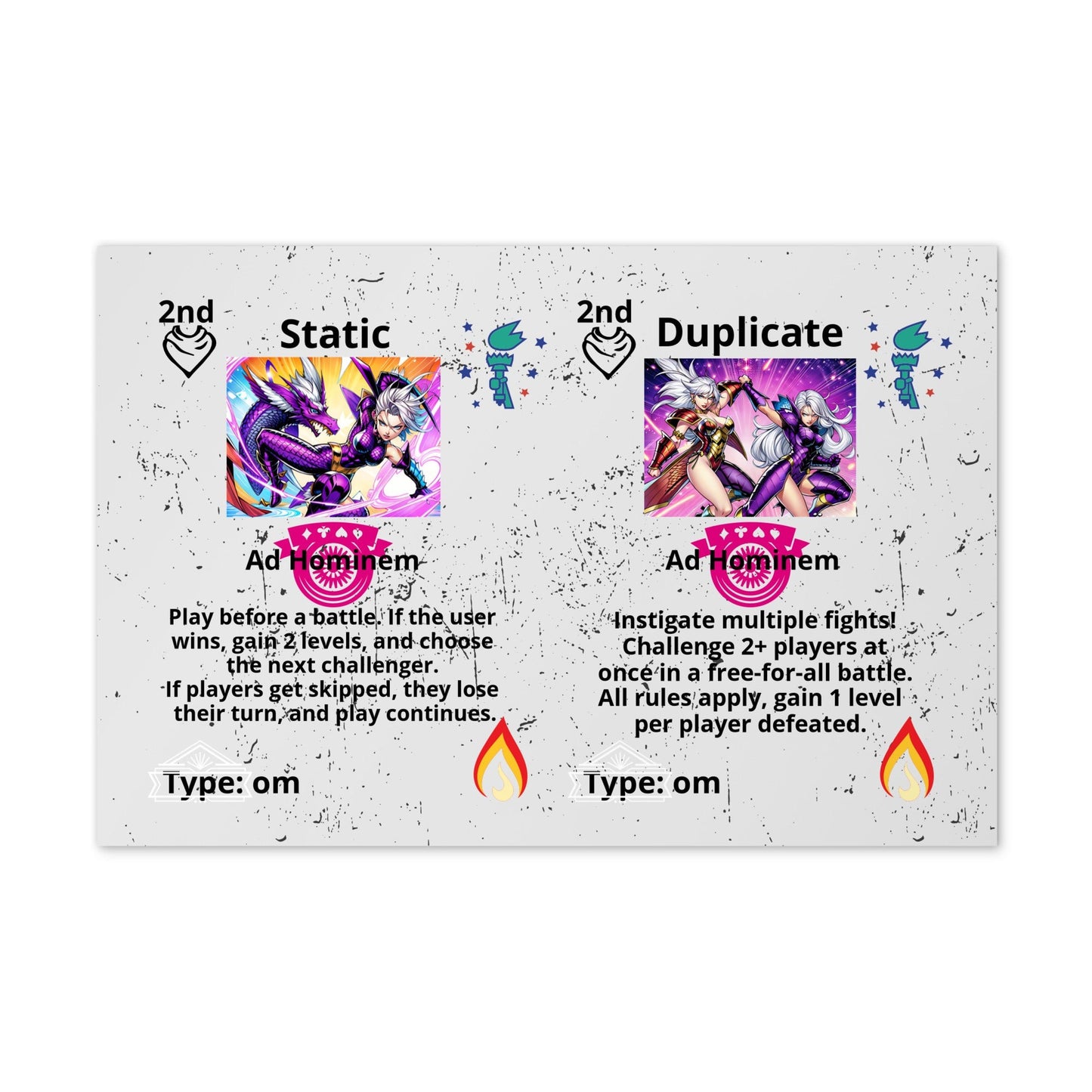 Prototype Kawieshans Collectible Trading Card Game 2nd Edition Om Cards Static / Duplicate (Uncut)