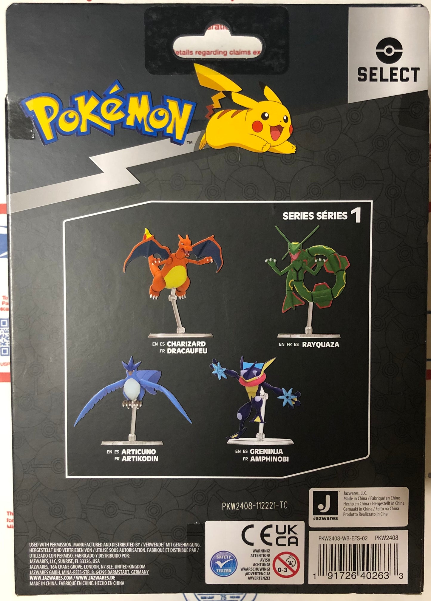 Jazwares Pokémon 6" Inch Articulated Articuno Select Figure Series 1