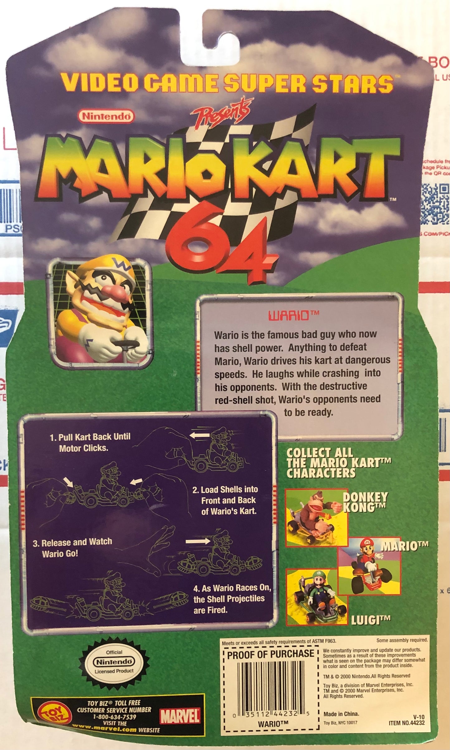 Mario Kart 64 ToyBiz Wario Figure With Red Shells