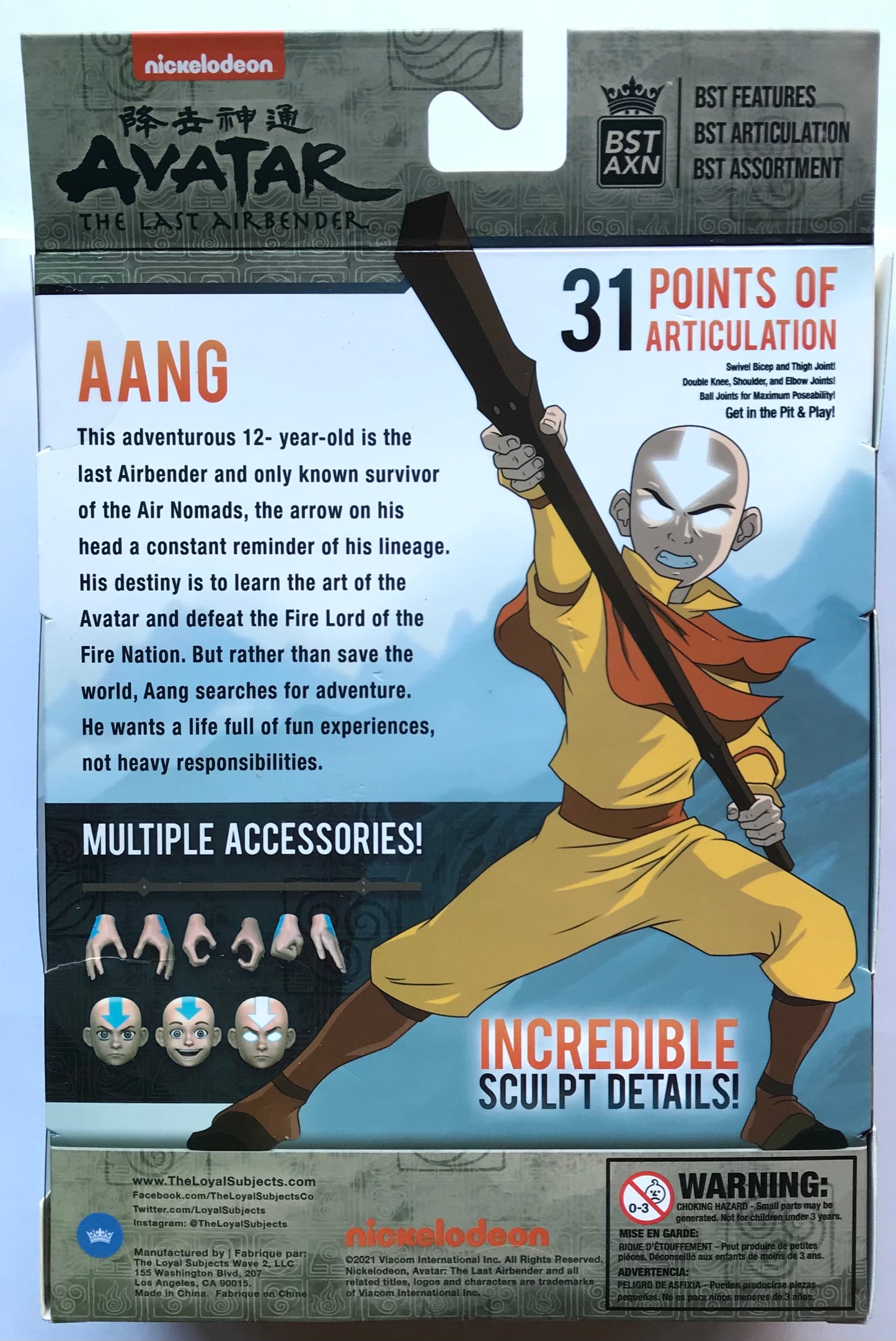 The Loyal Subjects BST AXN Avatar: The Last Airbender Aang Action Figure with Accessories (+ Momo)