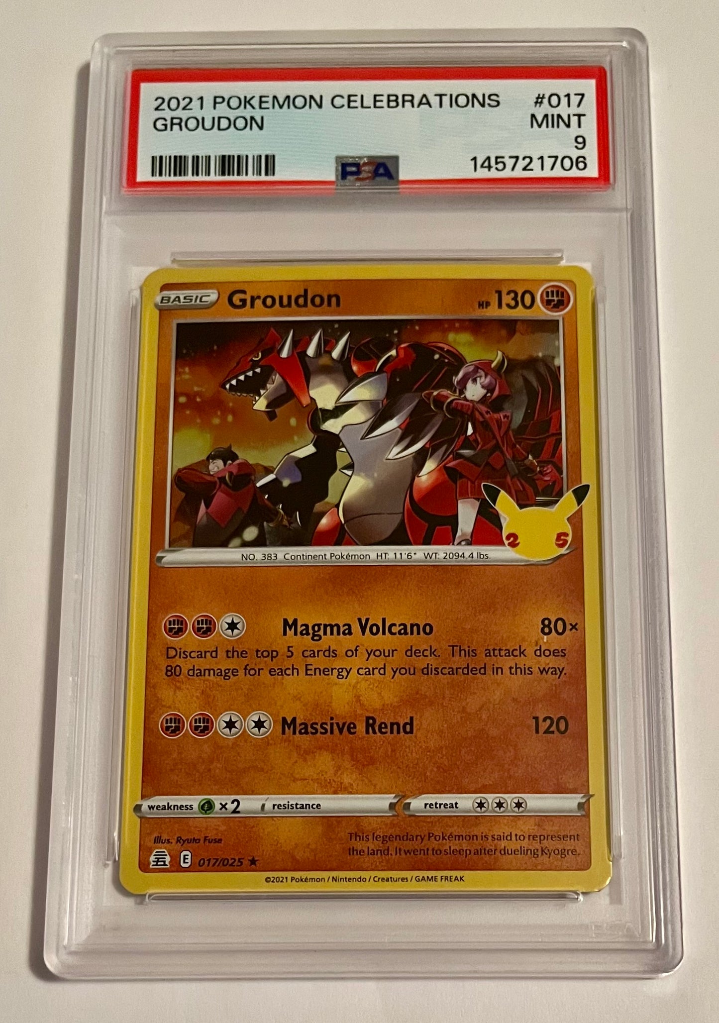 2021 Pokémon TCG Celebrations 25th Anniversary Groudon #017 Holo MINT (PSA 9)