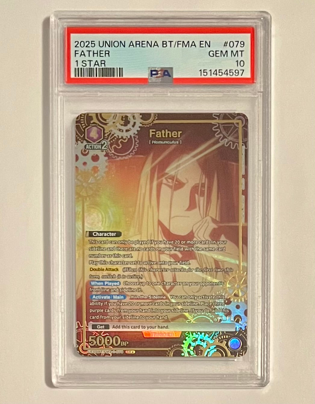 2025 UNION ARENA Booster Fullmetal Alchemist Father #079 1 Star GEM MT (PSA 10)