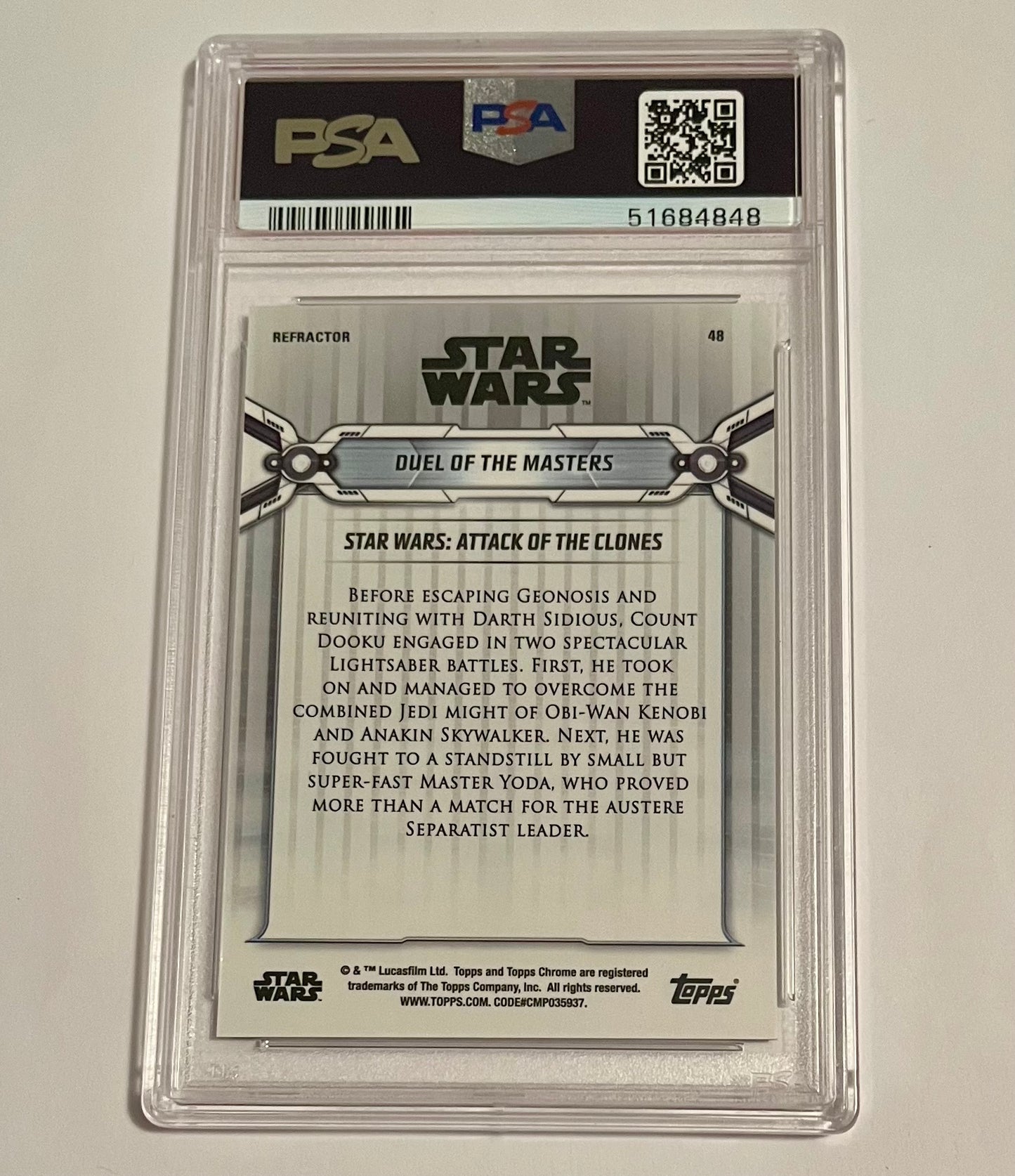 2019 Topps Chrome Legacy Star Wars Duel of the Masters Refractor #48 GEM-MT (PSA 10)
