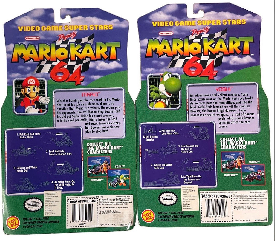 ToyBiz Mario Kart 64 Yoshi and Mario with Green Shell BUNDLE/LOT