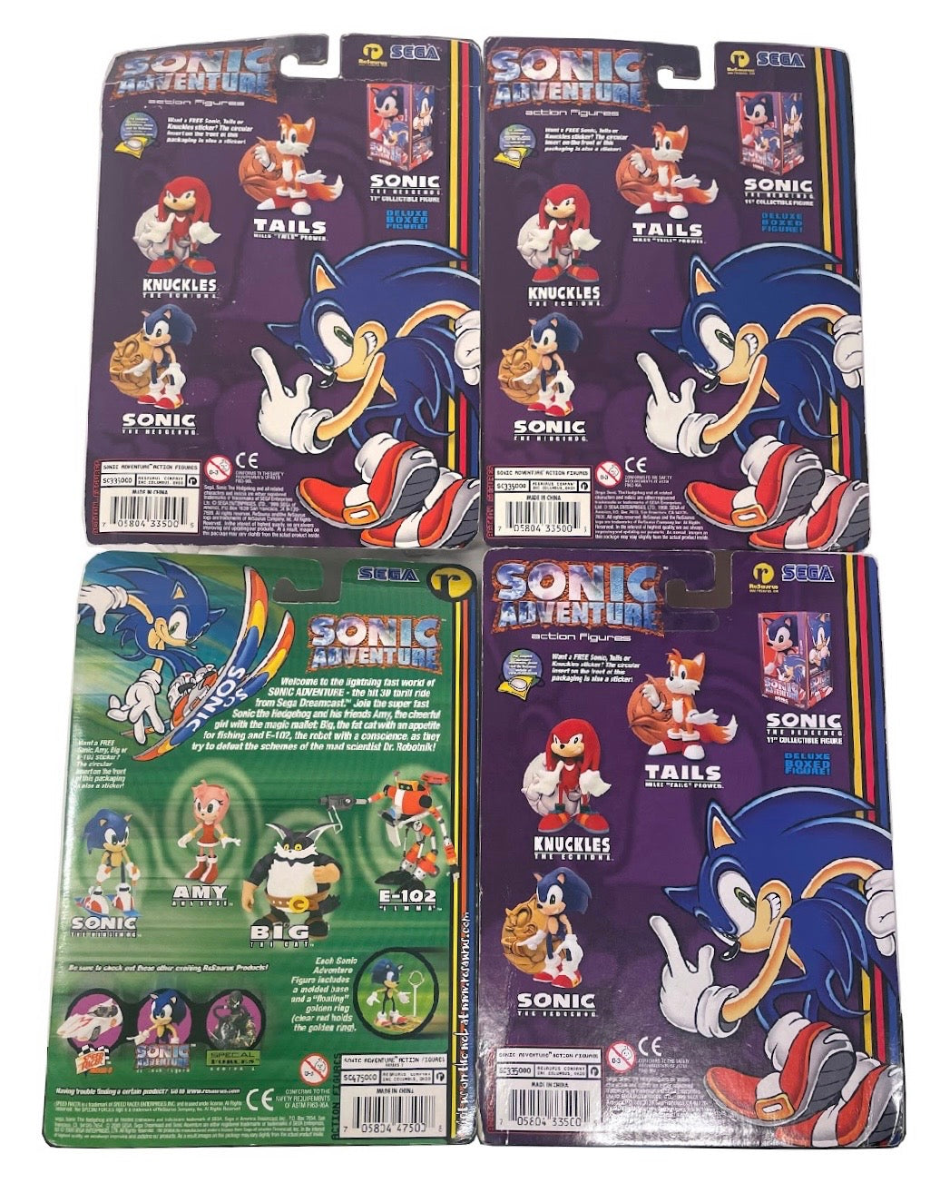 ReSaurus Sonic Adventure Amy Rose, Sonic, Knuckles, and Miles Tails Prower Action Figure BUNDLE/LOT