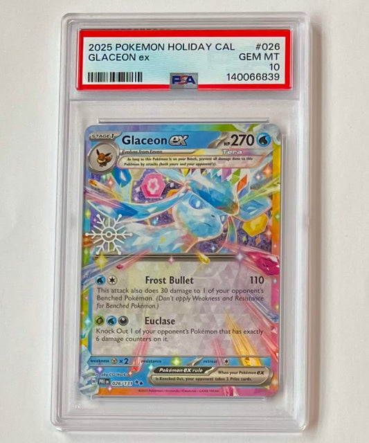 2025 Pokémon TCG Holiday Calendar Glaceon ex #026 GEM MT (PSA 10)