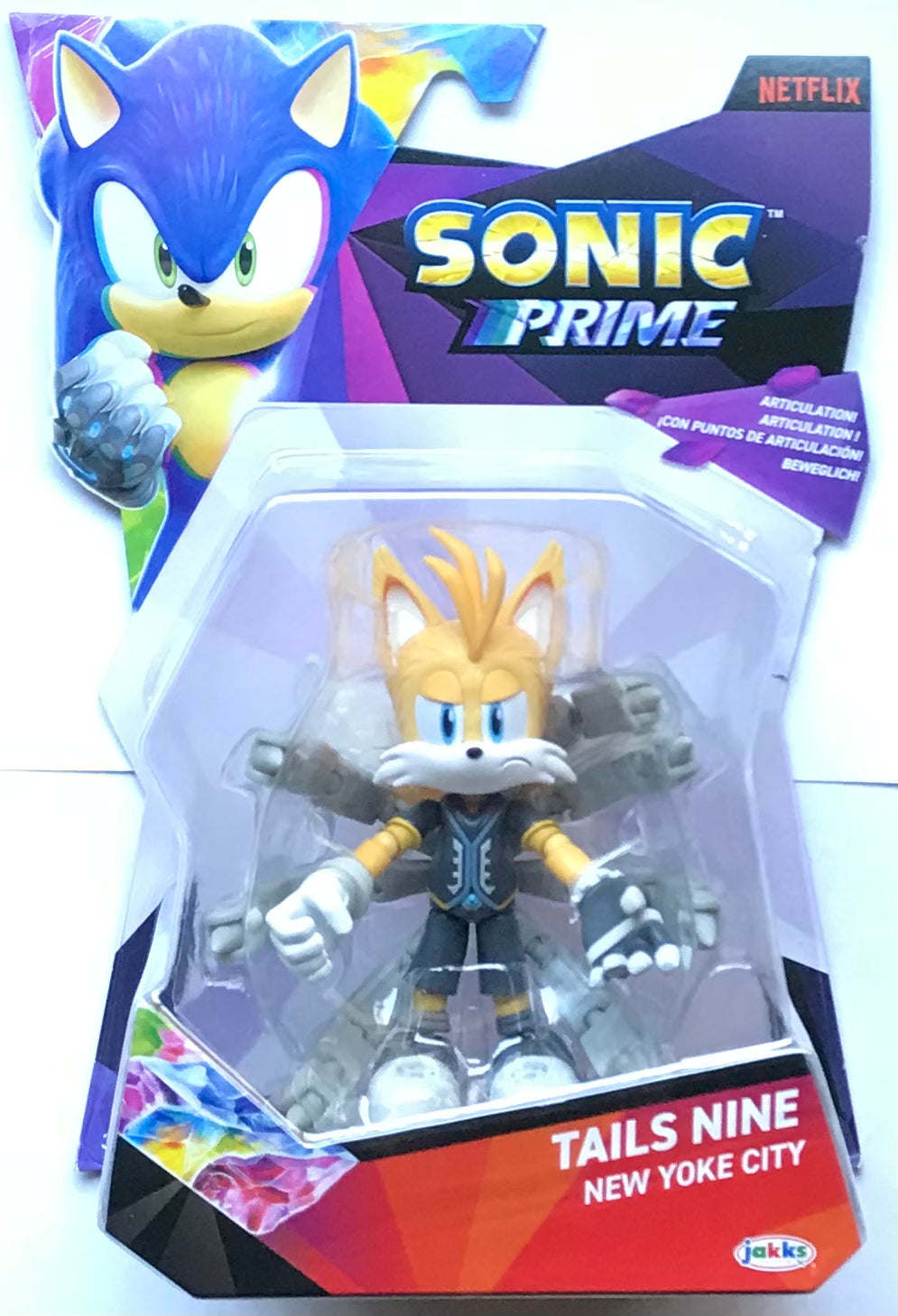 Jakks Netflix Sonic Prime Tails Nine New Yoke City 5” Inch Figure (Damaged Box)