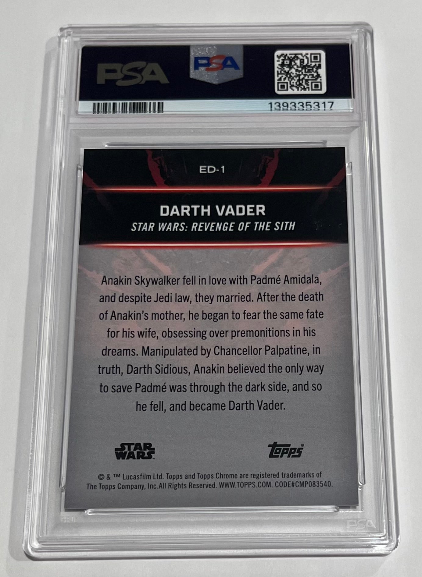 2024 Topps Chrome Black Star Wars Darth Vader Embrace the Dark Side Orange Refractor 12/25 #1 MINT (PSA 9)