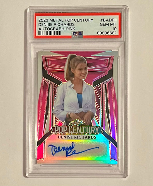 2023 Leaf Metal Pop Century Denise Richards Autograph Pink 12/15 #BADR1 GEM MT (PSA 10)