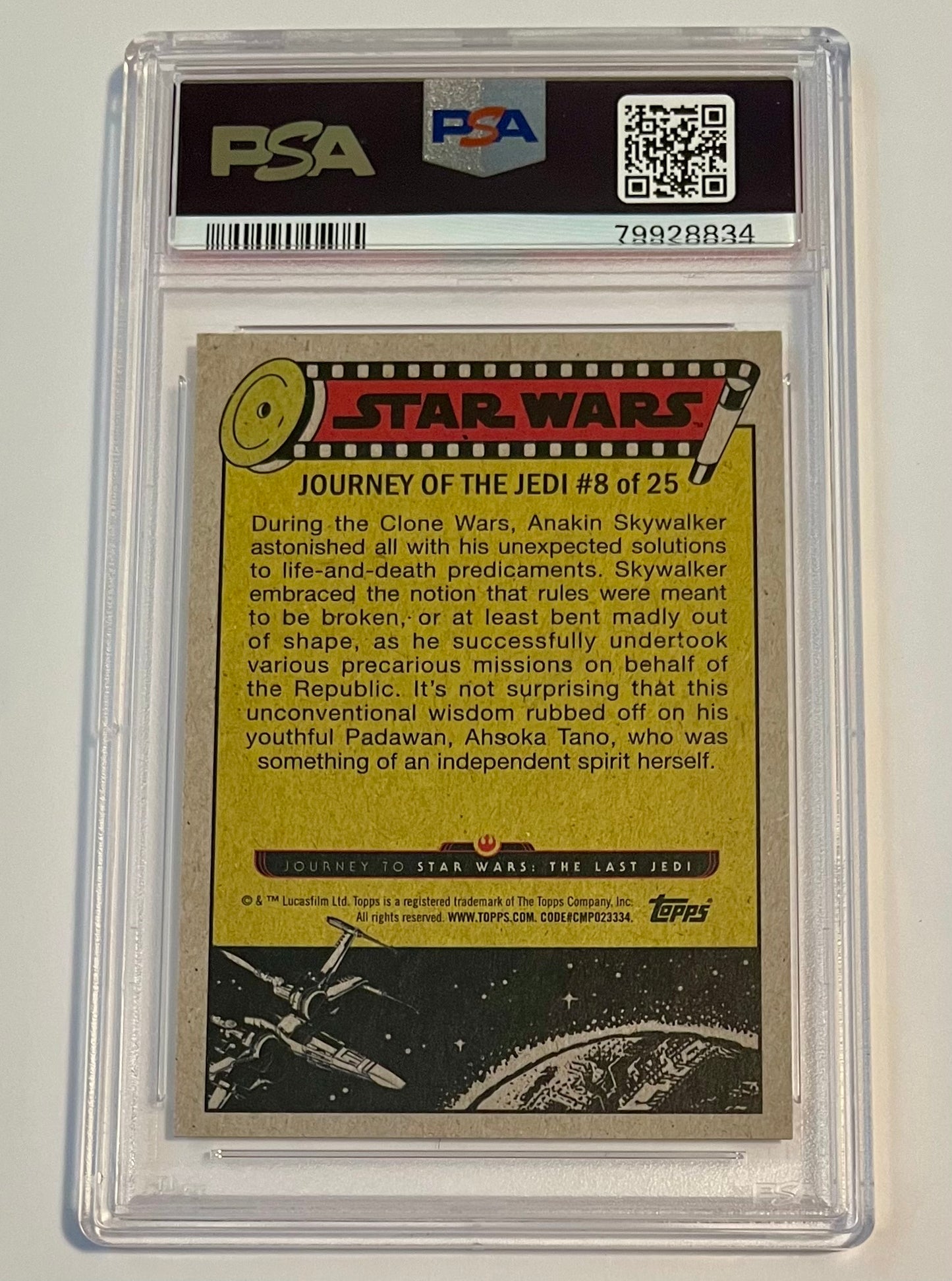 2017 Topps Star Wars Unconventional Wisdom Journey to Star Wars: The Last Jedi White Starfield 148/199 #8 MINT (PSA 9)