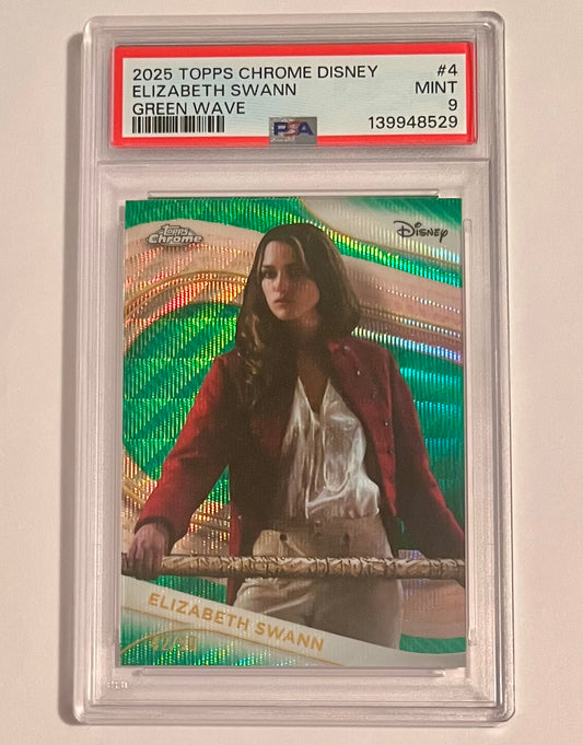 2025 Topps Chrome Disney Elizabeth Swann Green Wave 42/99 #4 MINT (PSA 9)