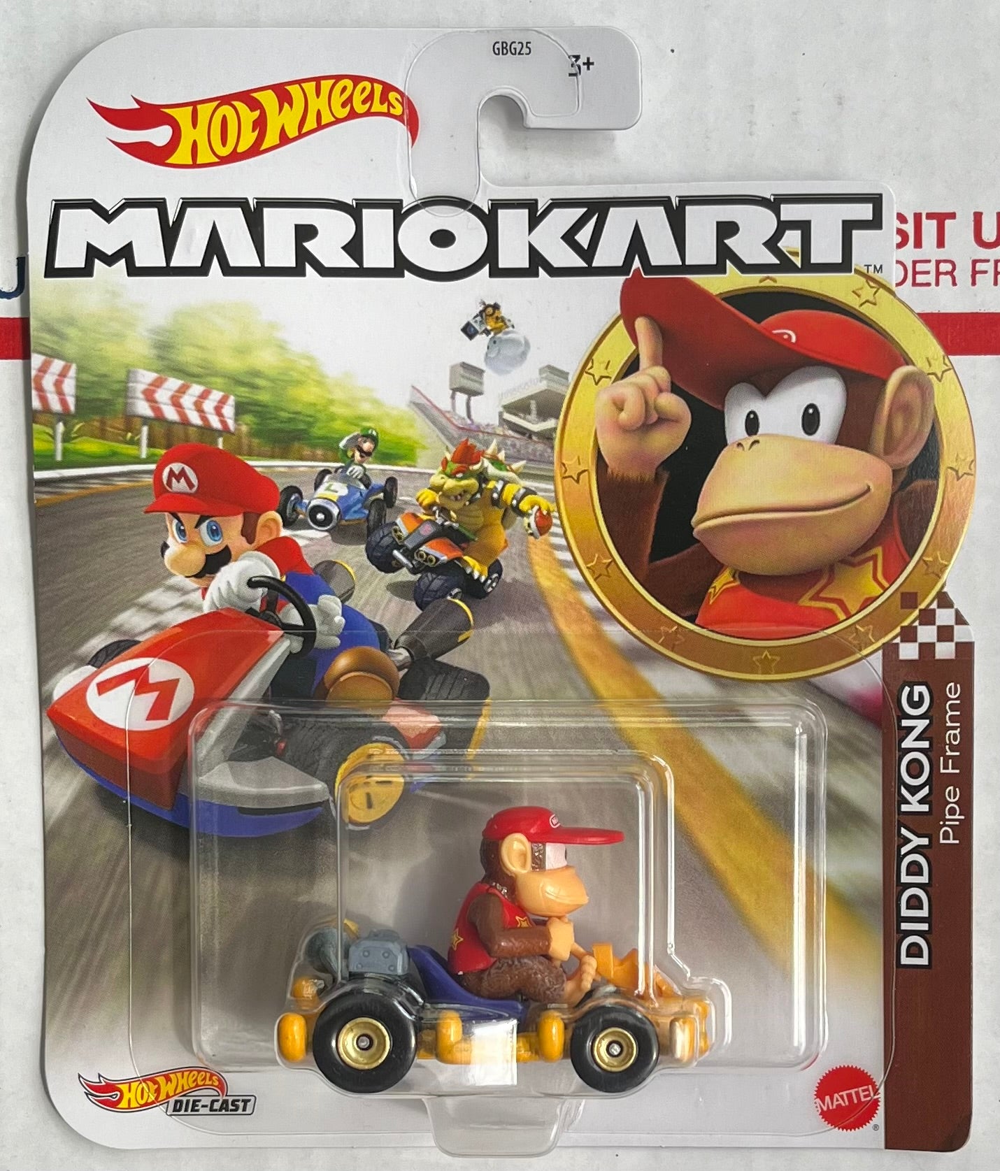 Hot Wheels Mario Kart Diddy Kong Pipe Frame Car