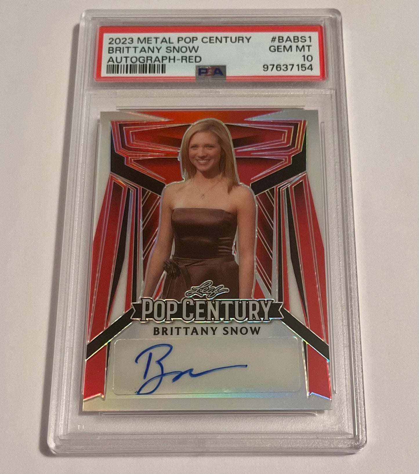 2023 Leaf Metal Pop Century Brittany Snow Autograph Red 5/5 #BABS1 GEM MT (PSA 10)