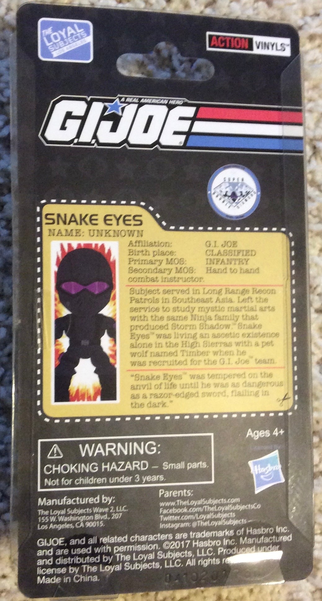 The Loyal Subjects SDDC Action Vinyls G.I. Joe Clear Blue Snake Eyes Figure