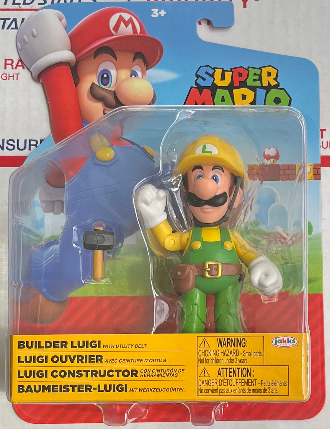 Jakks Pacific Super Mario 4" Inch Builder Luigi Action Figure