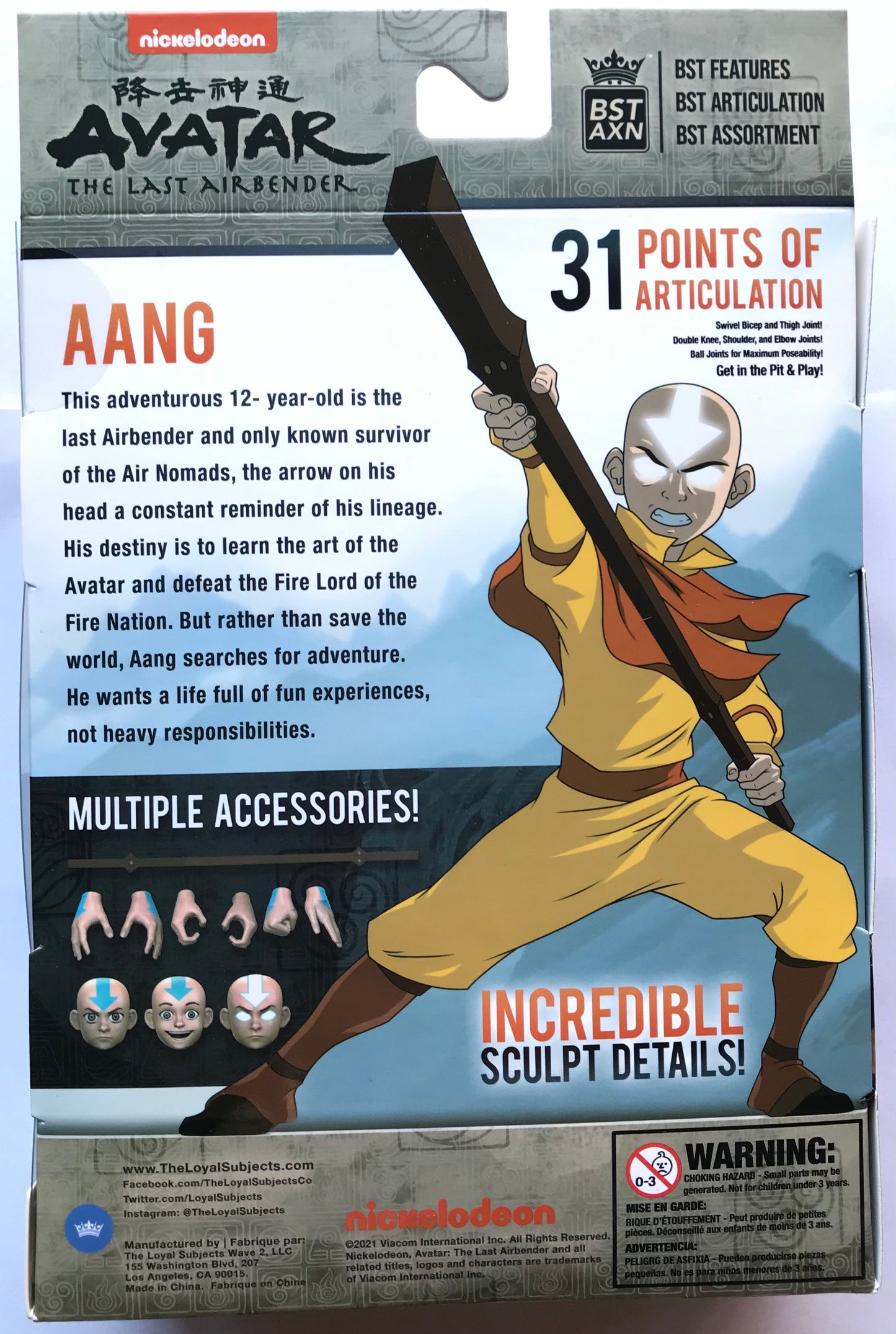 The Loyal Subjects BST AXN Avatar: The Last Airbender Aang Action Figure with Accessories (+ Momo) (B Condition)