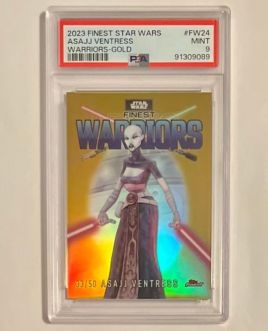 2023 Topps Finest Warriors Star Wars Asajj Ventress Gold 33/50 #FW24 MINT (PSA 9)