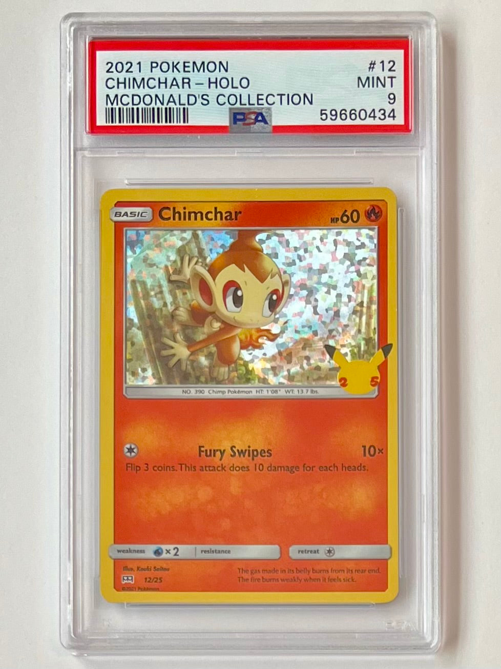 2021 Pokémon TCG McDonald’s Collection 25th Anniversary Chimchar #12 Holo MINT (PSA 9)