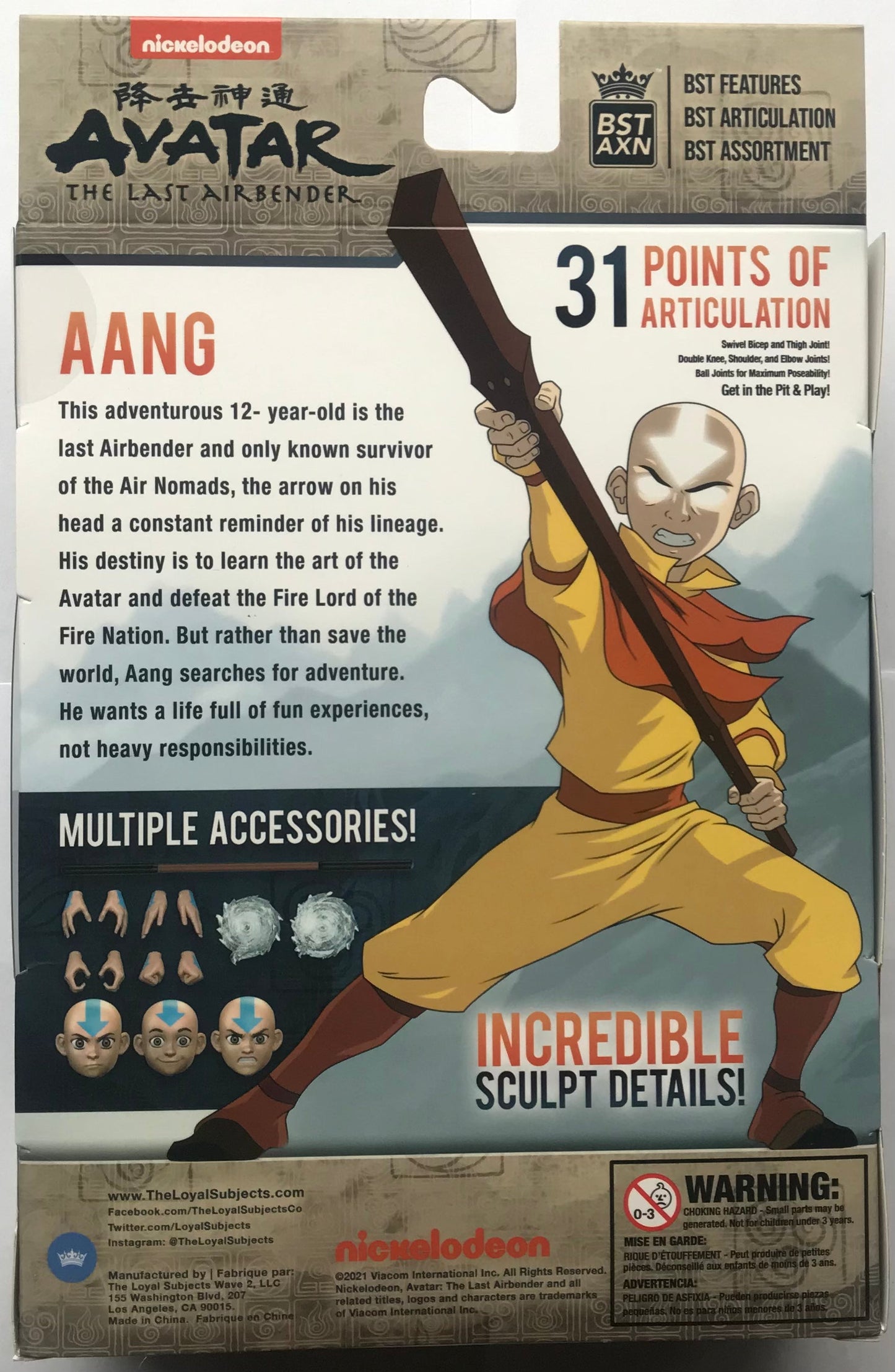 The Loyal Subjects BST AXN Avatar: The Last Airbender Aang Monk Action Figure with Accessories