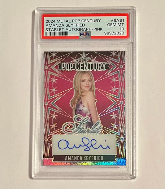 2024 Leaf Metal Pop Century Amanda Seyfried Starlet Autograph Pink 3/7 #SAS1 GEM MT (PSA 10)