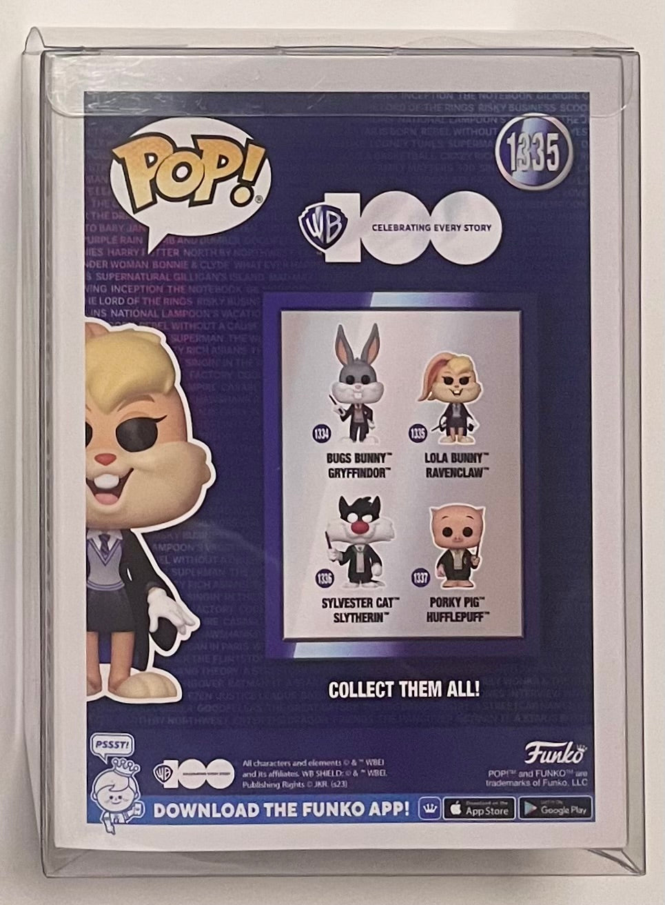 Pop! Looney Tunes WB 100 Lola Bunny Ravenclaw 2023 NYCC Exclusive Vinyl Figure #1335 + Protective Case