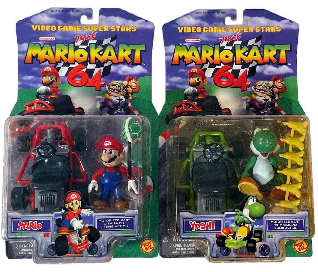 ToyBiz Mario Kart 64 Yoshi and Mario with Green Shell BUNDLE/LOT