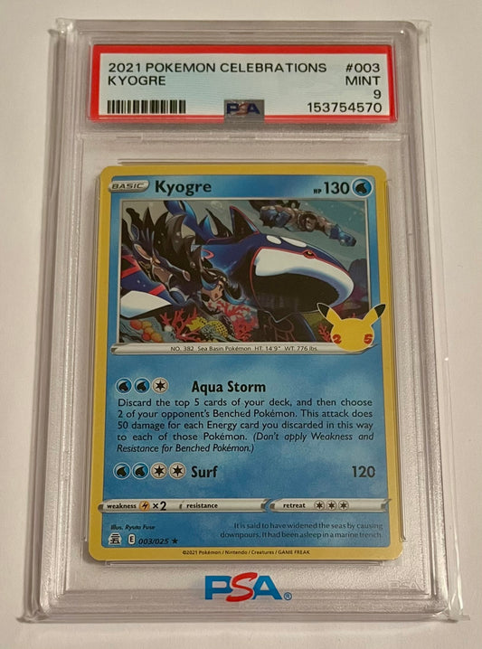 2021 Pokémon Celebrations 25th Anniversary Kyogre #003 Holo MINT (PSA 9)