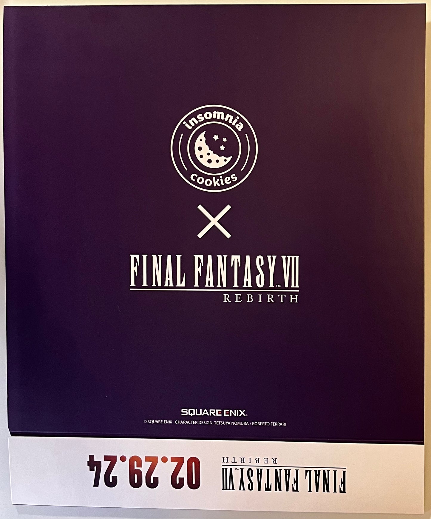 Insomnia Cookies Final Fantasy VII (7) Rebirth Barret Wallace & Red XIII (13) Limited Edition Cookie Box Sleeve