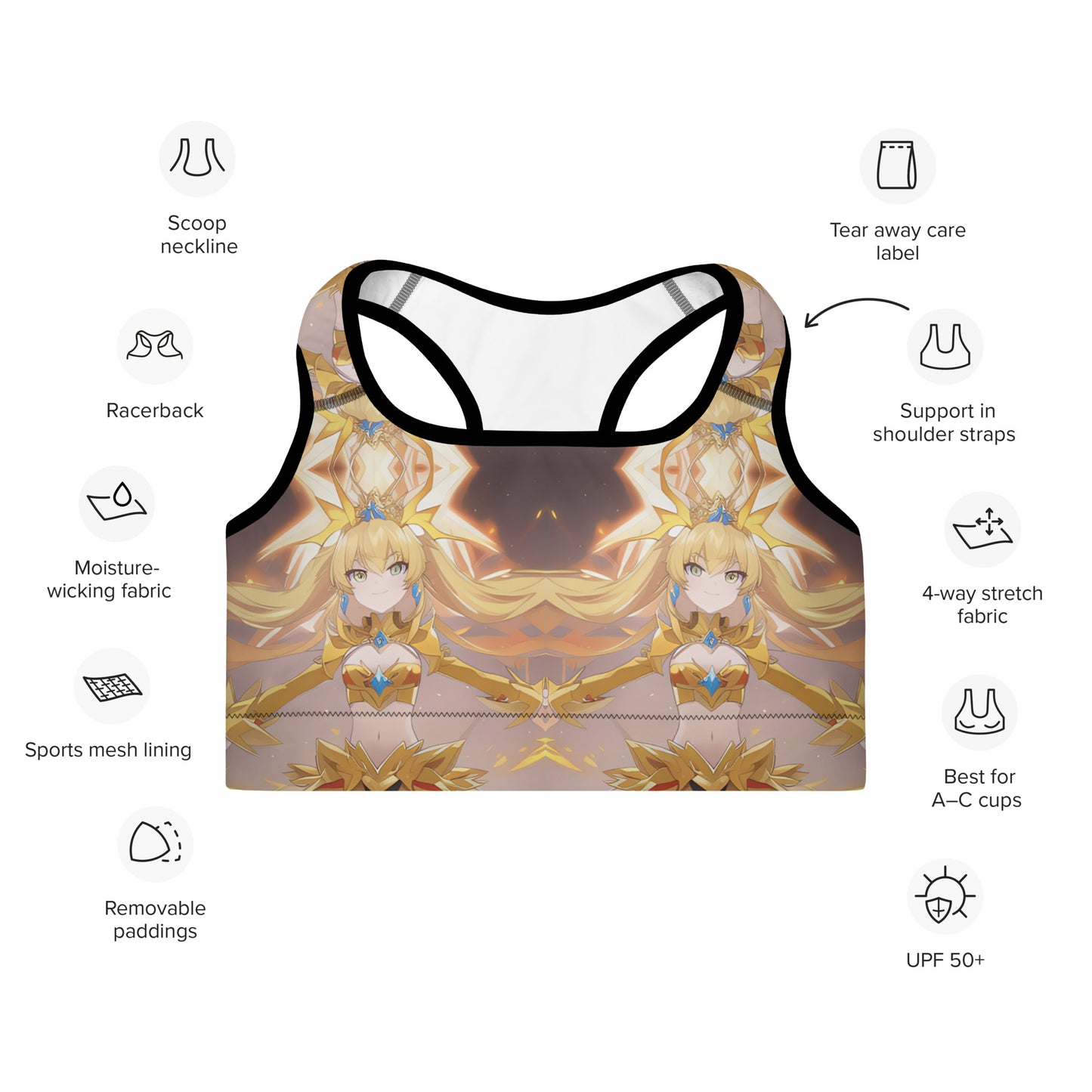 General Kalina Lakkari Kawieshan Warriors Yellow Padded Sports Bra