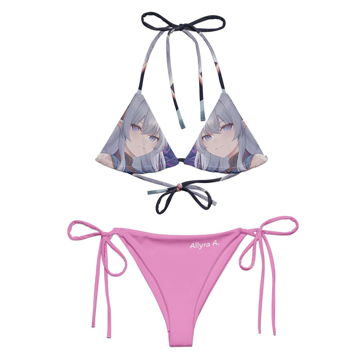 General Allyra Aaina Kawieshan Warriors Purple and Pink All-over Print String Bikini