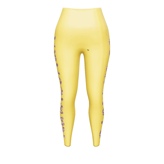 Kawieshan Warriors Golden and Purple Flower Mirage Yoga Leggings