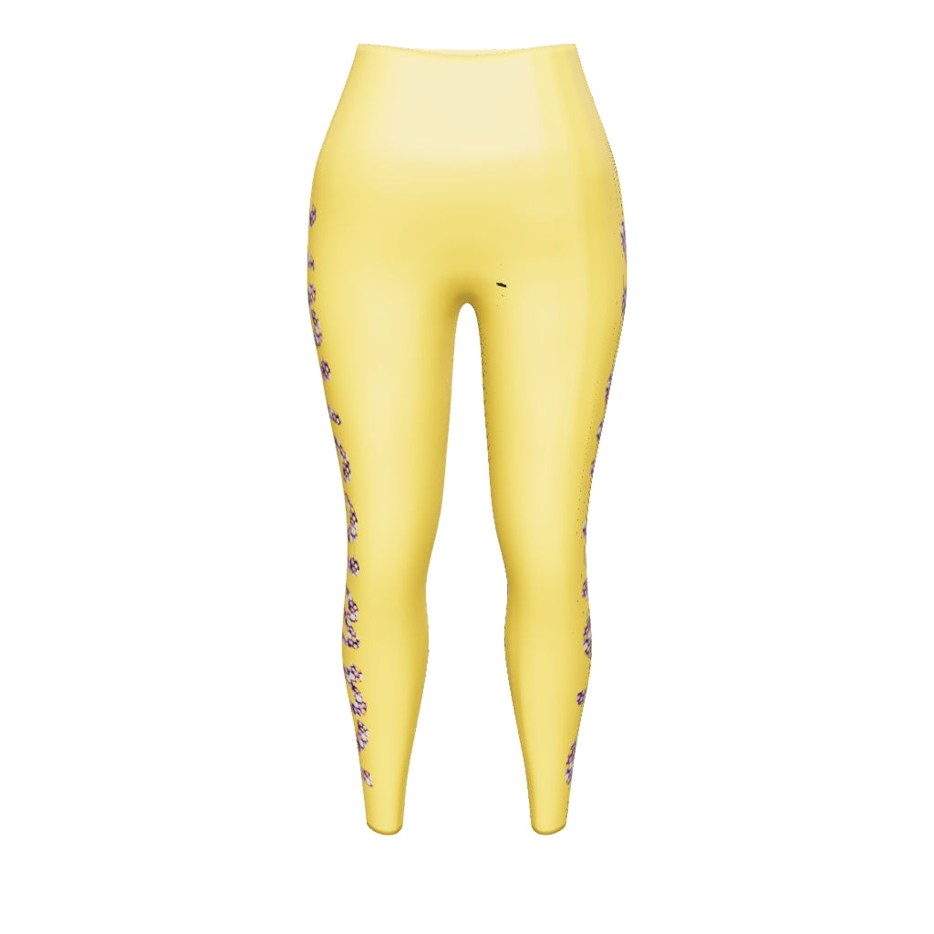 Kawieshan Warriors Golden and Purple Flower Mirage Yoga Leggings