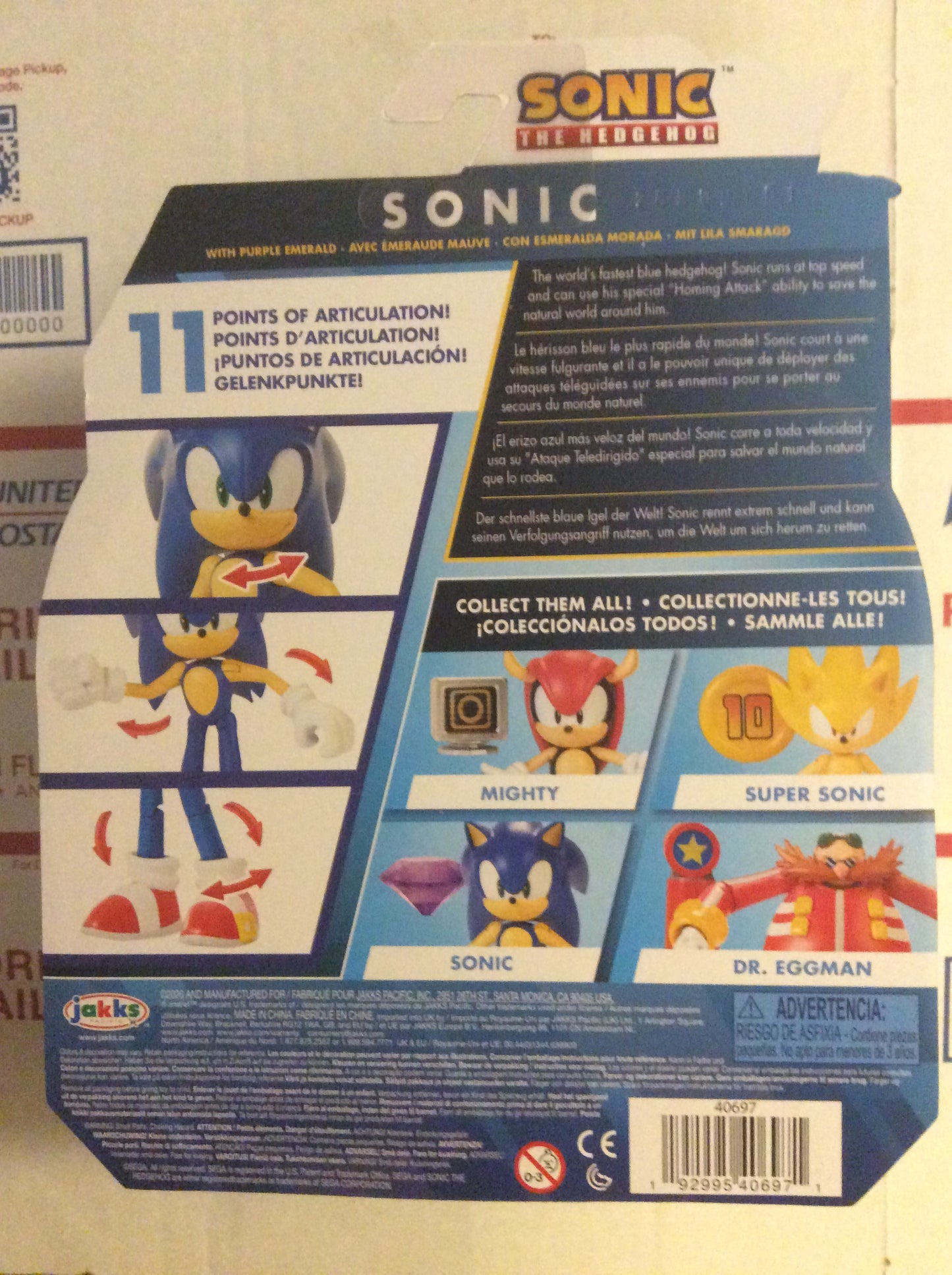 Jakks Sonic The Hedgehog 4" Articulated Figure With Chaos Emerald Accessory Wave 3 Sonic