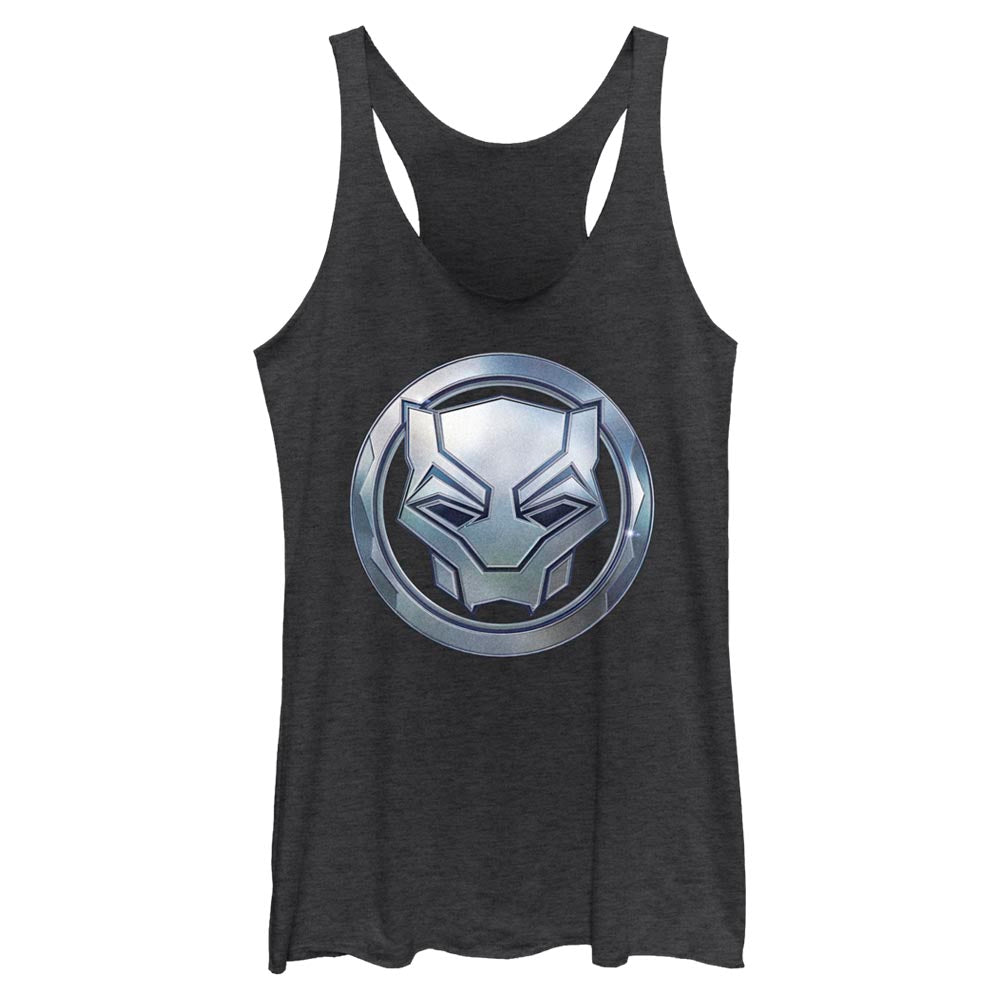 Junior's Marvel Black Panther Wakanda Forever Black Panther Sigil Metal Tank Top