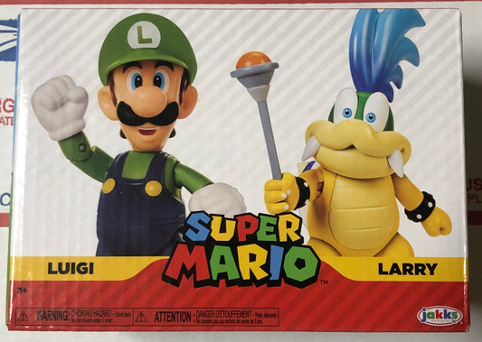 Jakks Super Mario Larry Koopa Koopaling and Luigi 2-Pack 4" Inch Articulated Figure