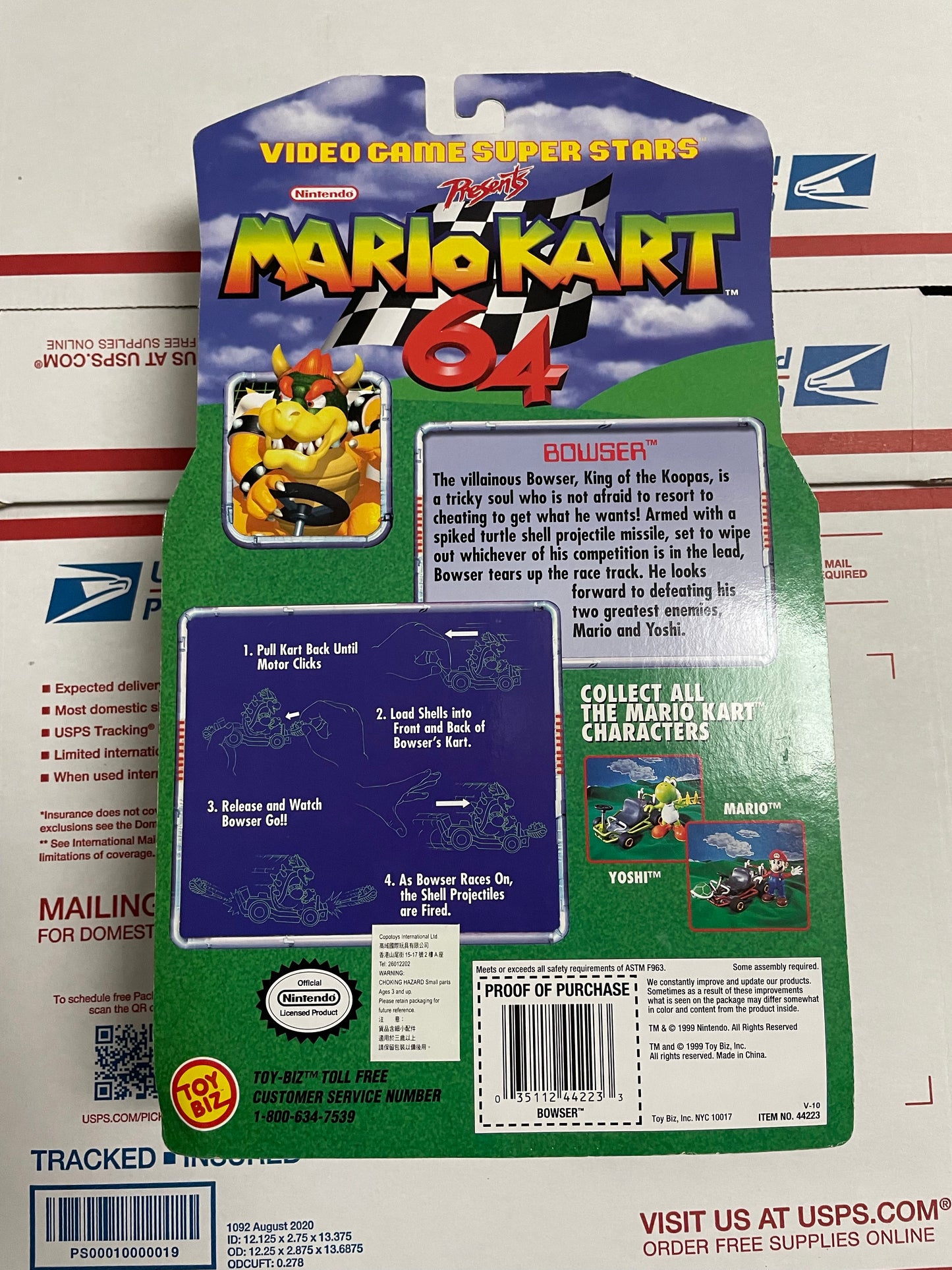 Mario Kart 64 ToyBiz Bowser Figure With Blue Shells