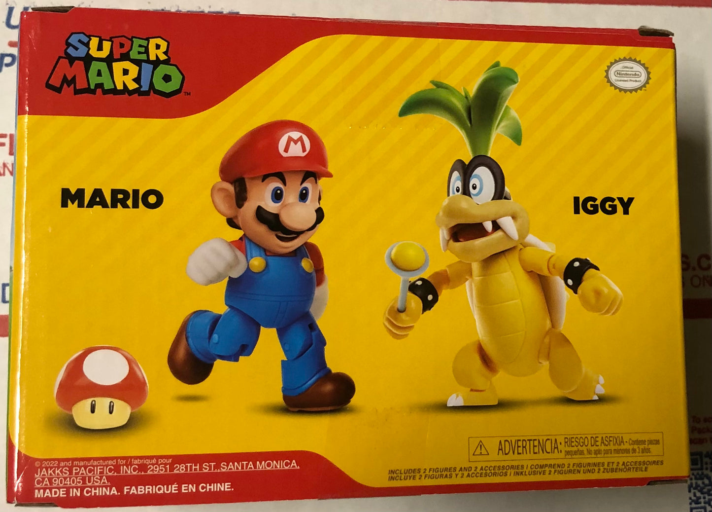 Jakks Super Mario Iggy Koopa Koopaling and Mario 2-Pack 4" Inch Articulated Figure