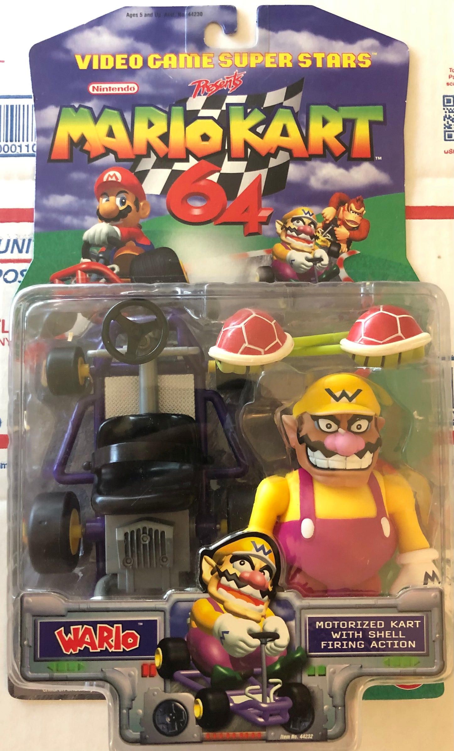 Mario Kart 64 ToyBiz Wario Figure With Red Shells