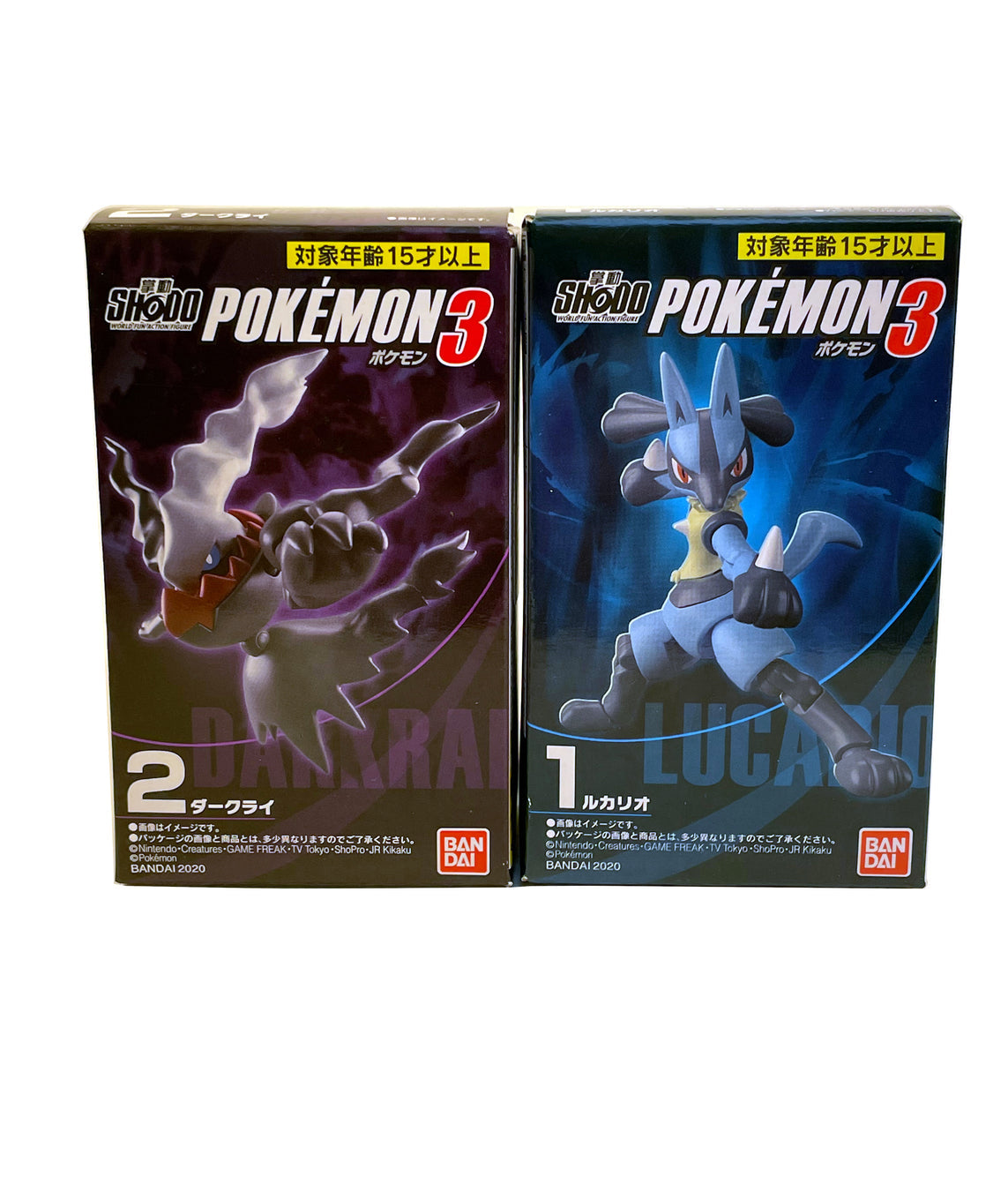 Pokémon Shodo Darkrai and Lucario Bandai 3" Inch Figure BUNDLE/LOT